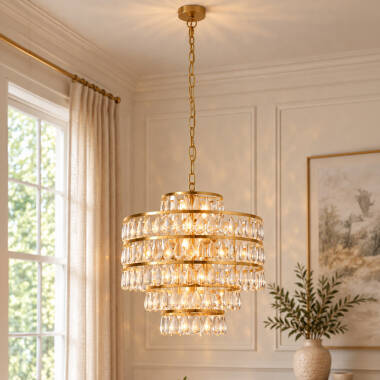 Image of Luxia Villandry 9 Light Glass Chandelier
