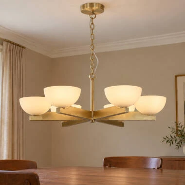 Luxia Dakota 6 Light Multi Arm Glass Ceiling Pendant