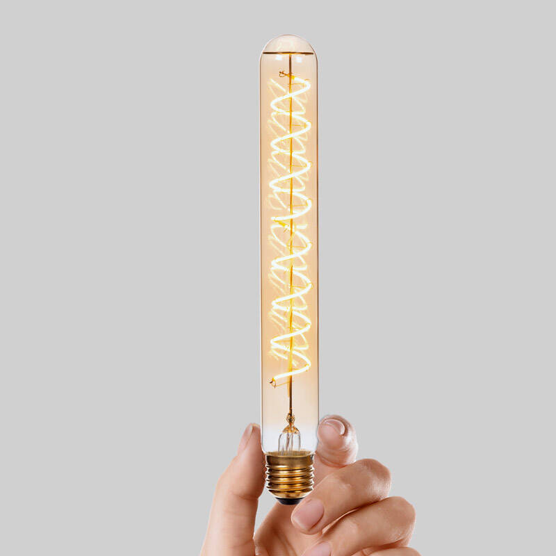 Image of Lucide 4. 9W LED Dimmable Decorative Filament 250mm Amber Tubular Bulb - Screw Cap
