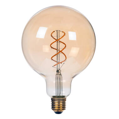Image of Lucide 9W Dimmable LED Decorative Filament 125mm Amber Globe Bulb - Screw Cap