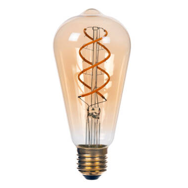 Image of Lucide 9W Dimmable LED Decorative Filament Squirrel Cage Amber Bulb - Screw Cap