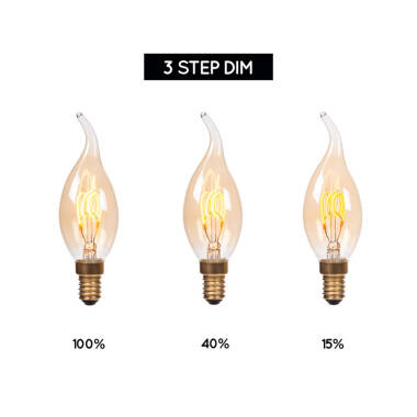 Image of Lucide 3W Dimmable LED Decorative Filament Bent Tip Candle Bulb - Small Screw Cap