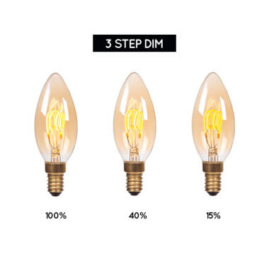 Image of Lucide 3W Dimmable LED Decorative Filament Amber Candle Bulb - Small Screw Cap