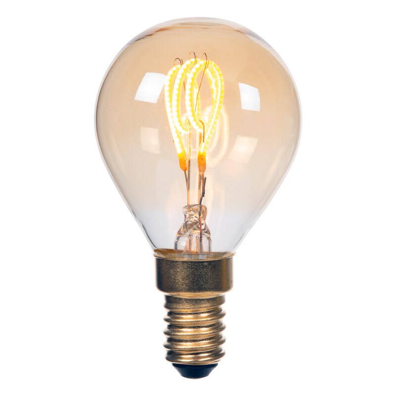 Image of Lucide 3W LED Decorative Filament Amber Golfball Bulb - Small Screw Cap