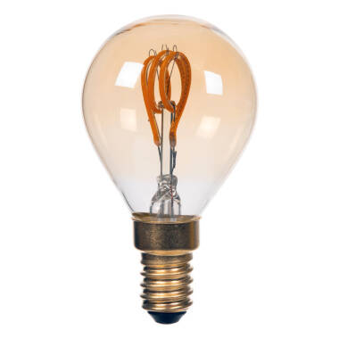 Image of Lucide 3W LED Decorative Filament Amber Golfball Bulb - Small Screw Cap
