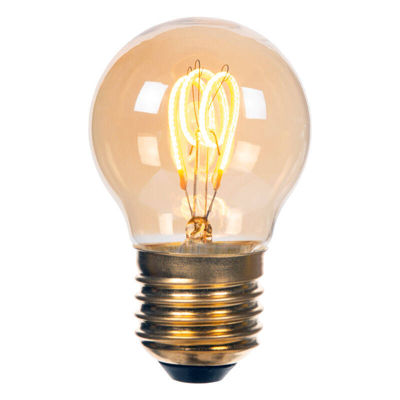 Image of Lucide 3W Non-Dimmable LED Decorative Filament Amber Golfball Bulb - Screw Cap