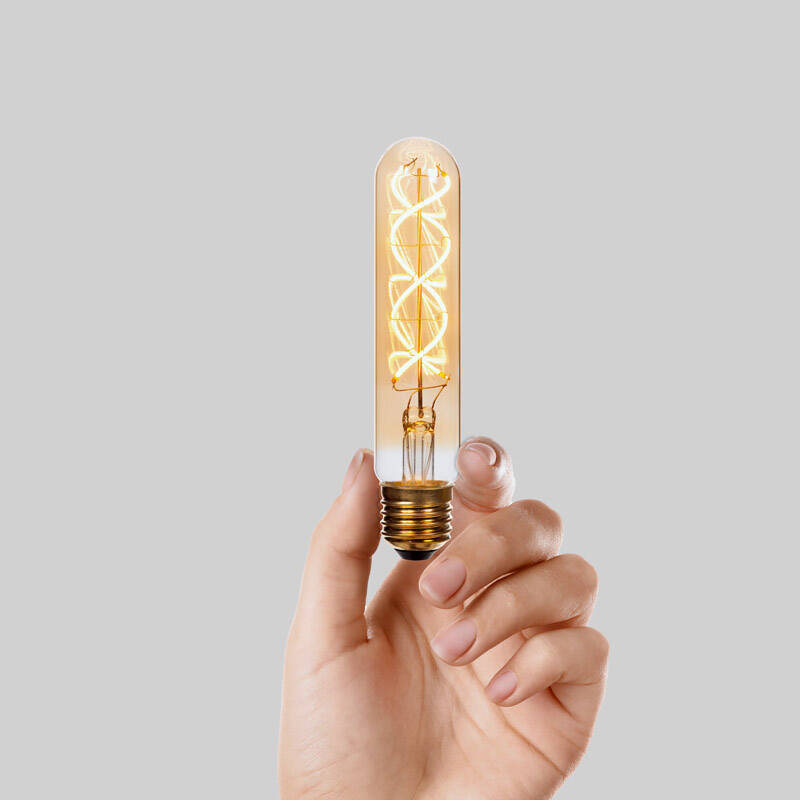 Image of Lucide 9W Dimmable LED Decorative Filament 300mm Amber Tubular Bulb - Screw Cap