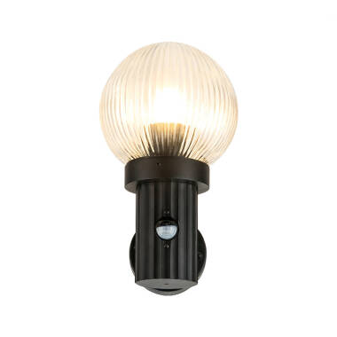 Image of Edit Fjord Outdoor Lantern Wall Light with Ridged Glass and PIR Sensor