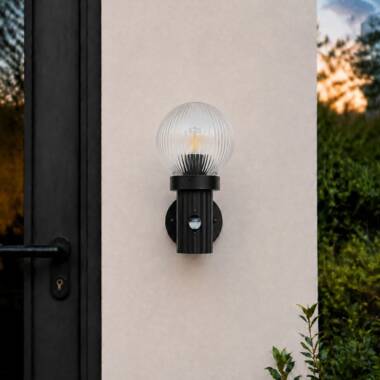 Image of Edit Fjord Outdoor Lantern Wall Light with Ridged Glass and PIR Sensor