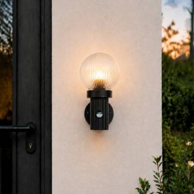 Image of Edit Fjord Outdoor Lantern Wall Light with Ridged Glass and PIR Sensor