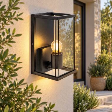Image of Edit Halo Half Lantern Smoked Glass Outdoor Wall Light with PIR Sensor