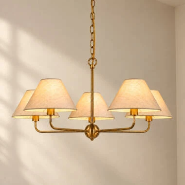 Wisteria Vitra 5 Arm Linen Ceiling Pendant Light