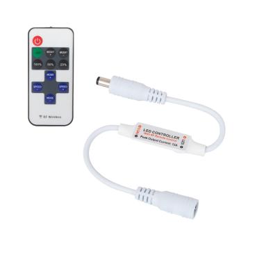 Mini Controller for 12/24V DC Monochrome LED Strips with RF Remote Control Dimmer