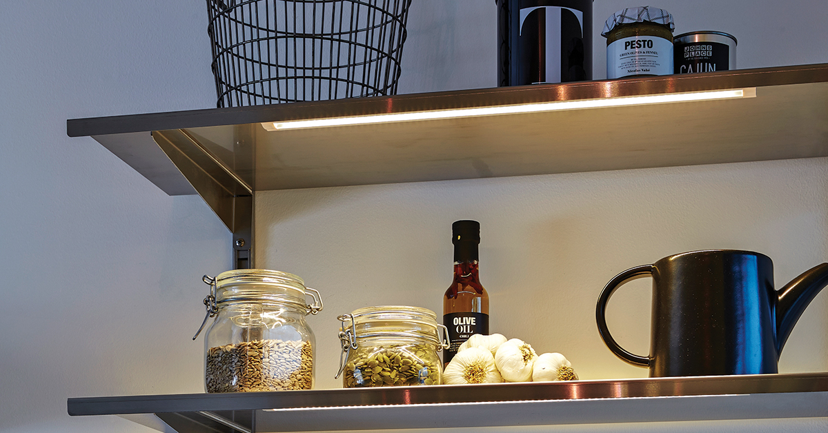 kitchen shelves under cabinet lighting