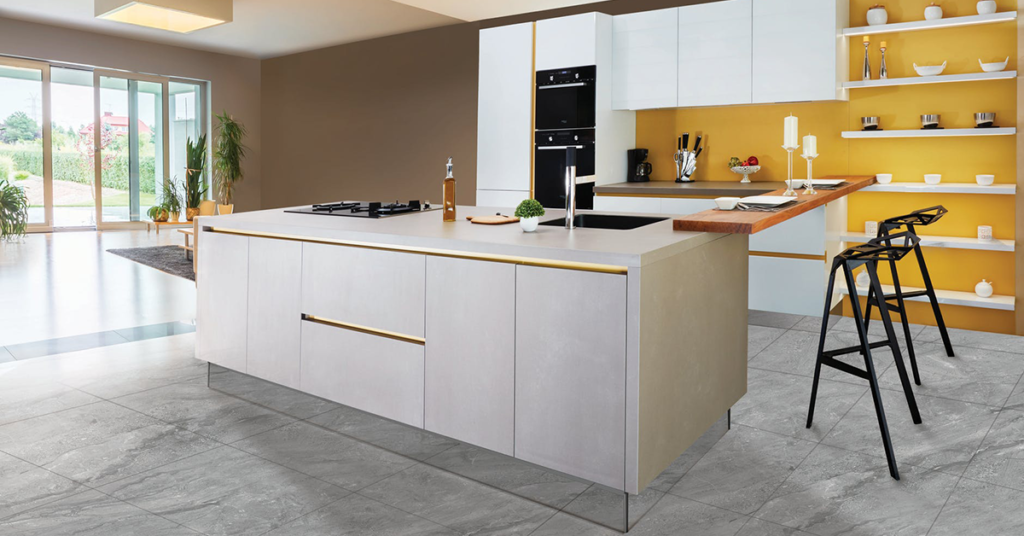 grey and yellow trend kitchen 