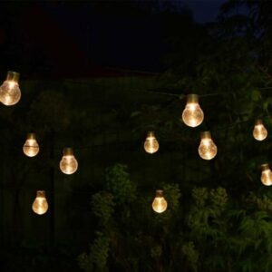 10M SOLAR WARM WHITE LED FESTOON LIGHTS - 20 LIGHTS