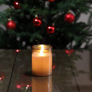 EDIT GLOW BATTERY OPERATED LED GLASS FLAME CANDLE - 100MM