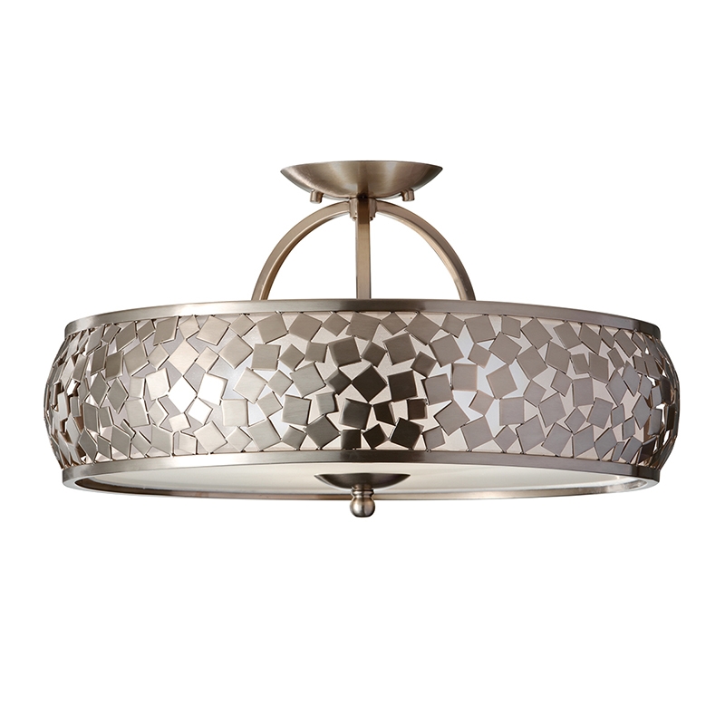Feiss Zara Semi-Flush Ceiling Light - Brushed Steel