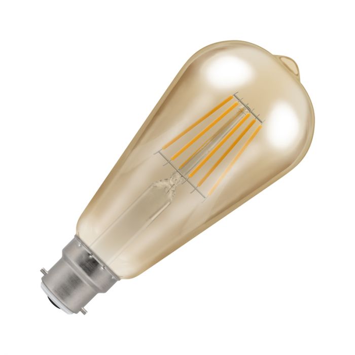 Crompton 7.5W Very Warm White Dimmable LED Decorative Filament Squirrel Cage Bulb Bayonet Cap Lighting Direct