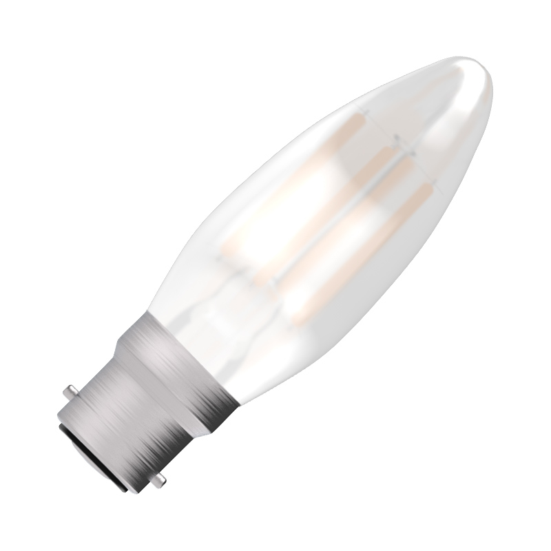 Bell 4W Warm White 470lm LED Decorative Filament Satin Candle Bulb - Bayonet Cap