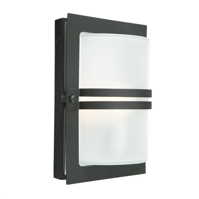 Norlys Basel Outdoor Wall Light - Black with Frosted Glass
