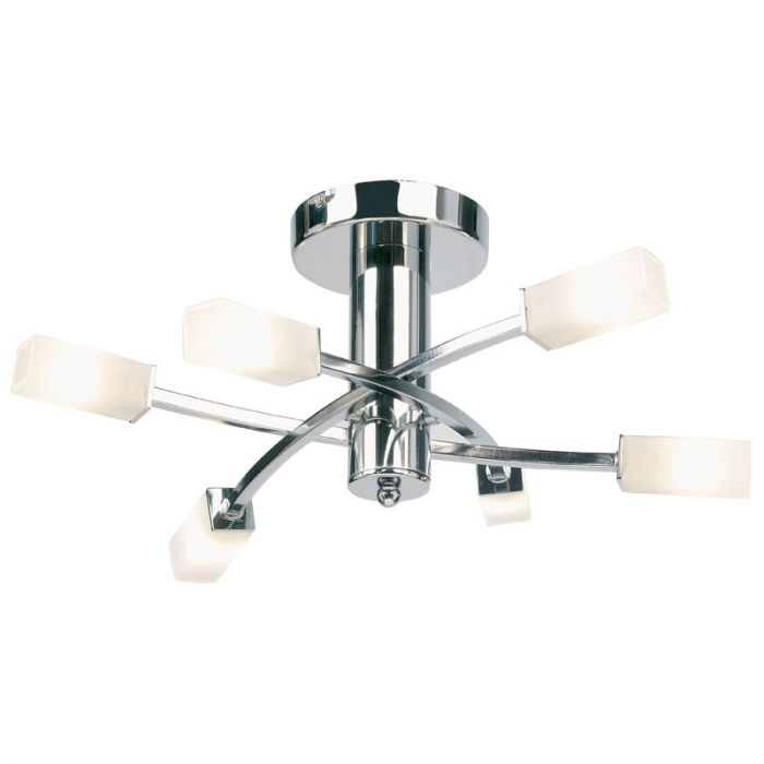 Endon Kennedy 6 Arm Semi-Flush Ceiling Light - Polished Chrome