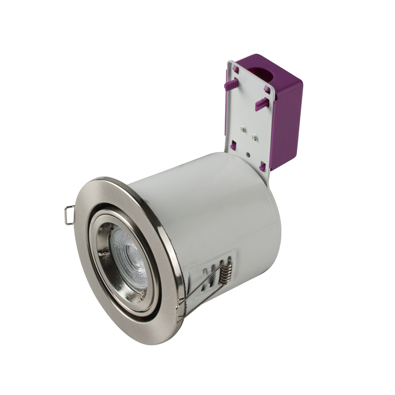 Robus Fire Rated Adjustable Downlight - Brushed Chrome