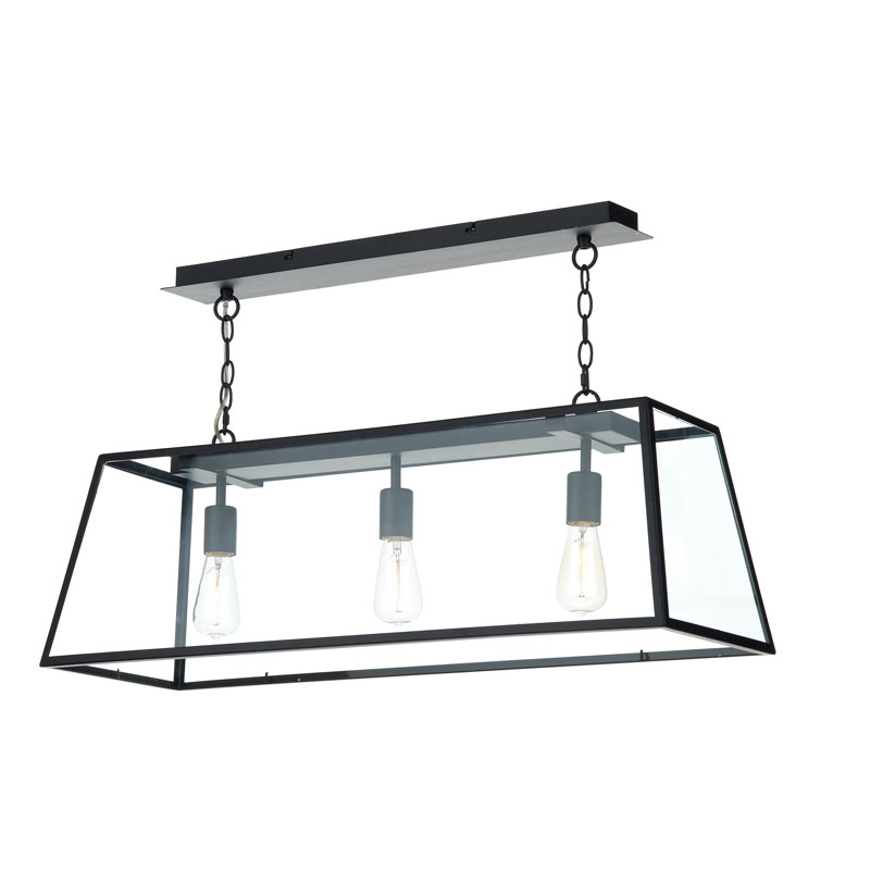 Dar Academy 3 Light Bar Ceiling Pendant - Black