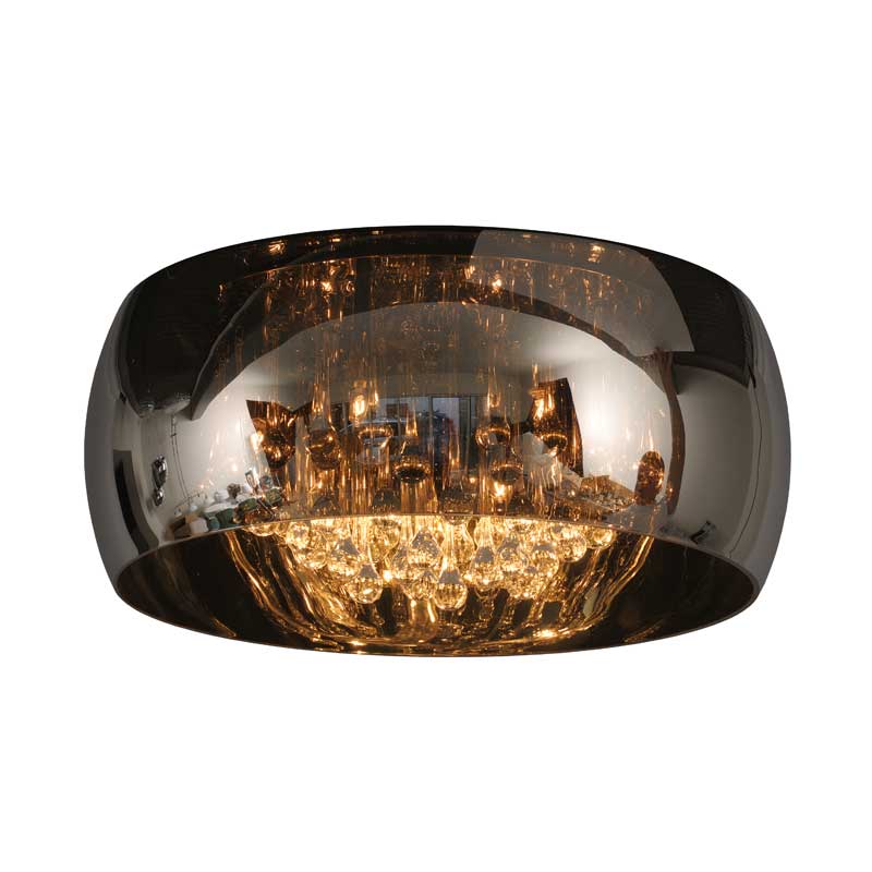 Lucide Pearl 5 Light Flush Ceiling Light - Smoked Glass