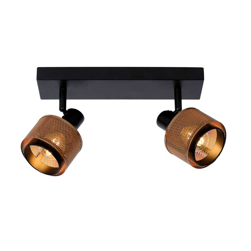 Lucide Rafa 2 Light Ceiling Spotlight Bar - Black