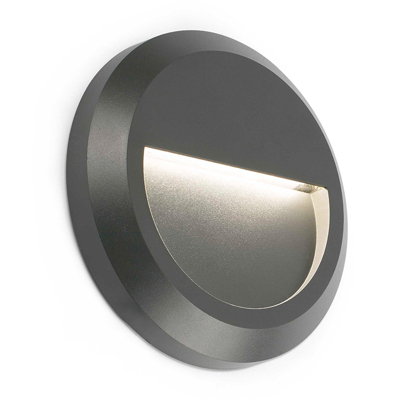 Faro Barcelona Grant Round LED Outdoor Wall Light - Dark Grey