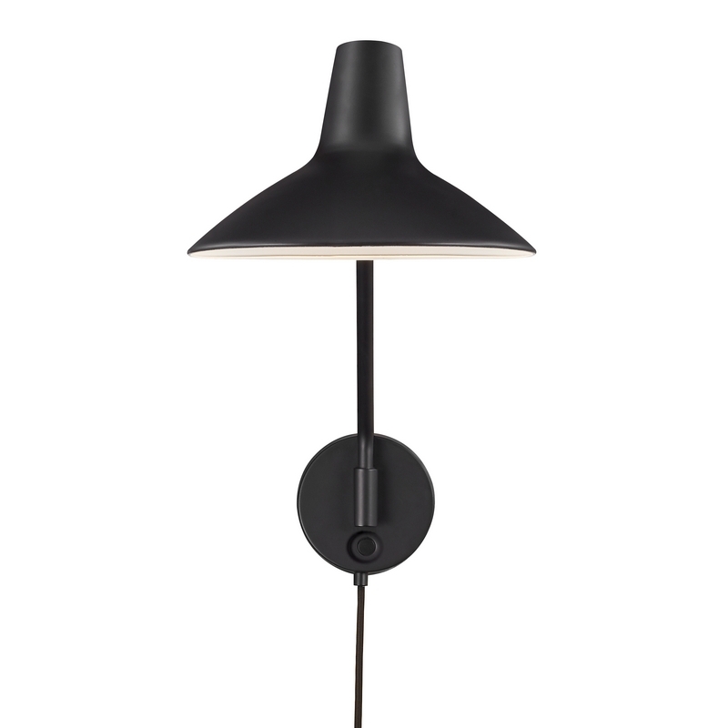 DFTP Darci Long Arm Wall Light with Plug - Black