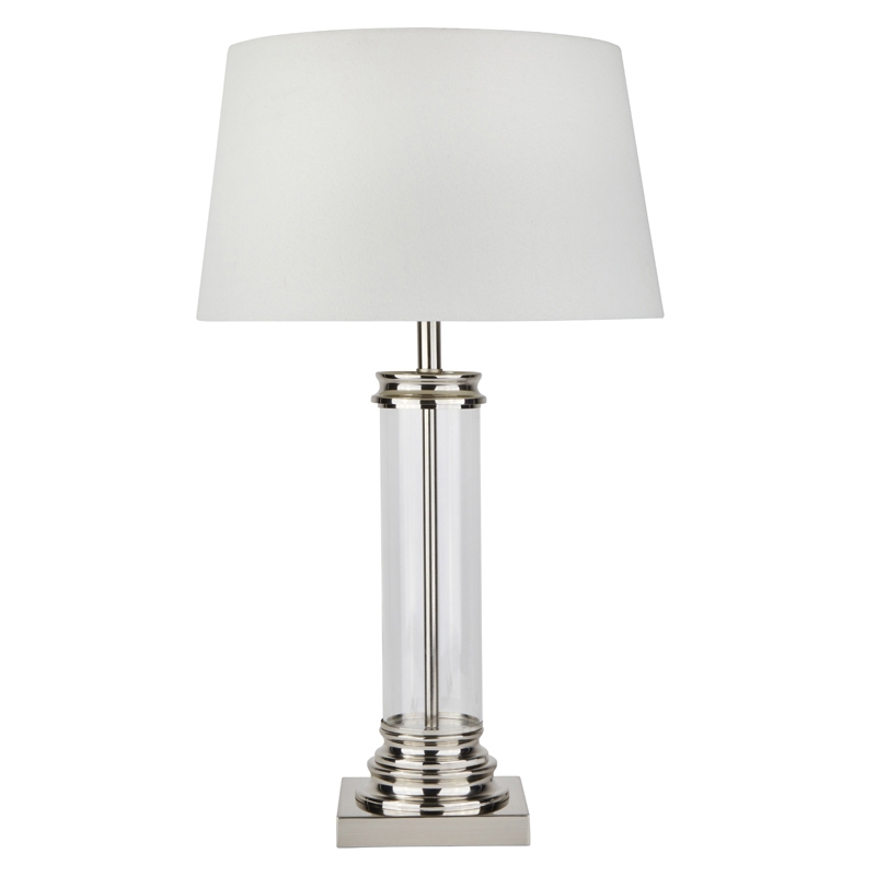 Searchlight Pedestal Table Lamp - Satin Silver