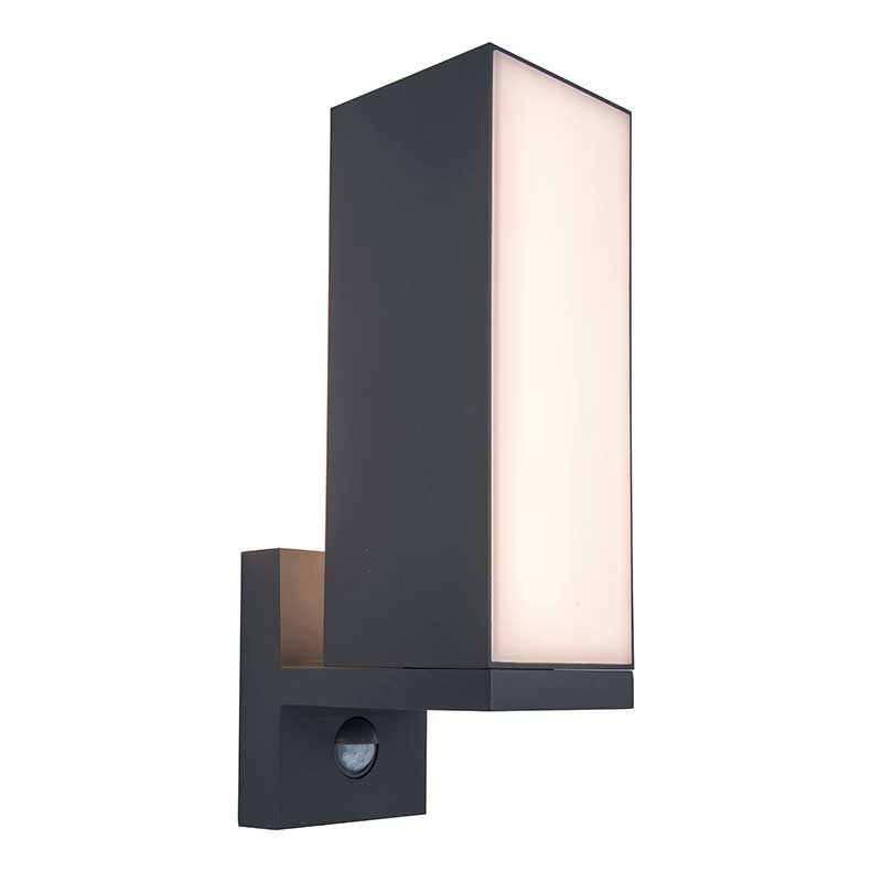 Lutec Cuba LED Outdoor Wall Light with PIR Sensor - Dark Grey