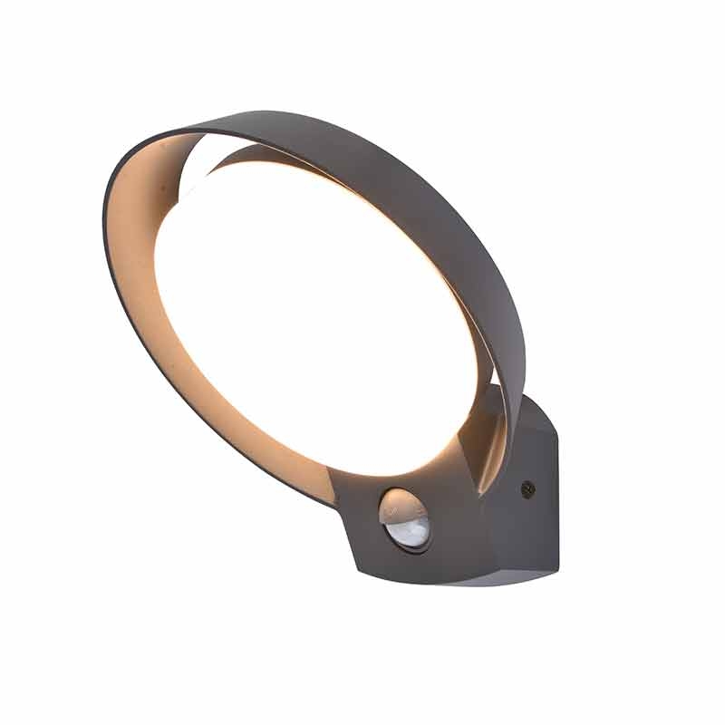Lutec Polo LED Outdoor Wall Light with PIR Sensor- Dark Grey