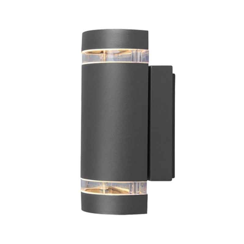 Lutec Focus Outdoor Up & Down Wall Light with Dusk to Dawn Sensor - Black