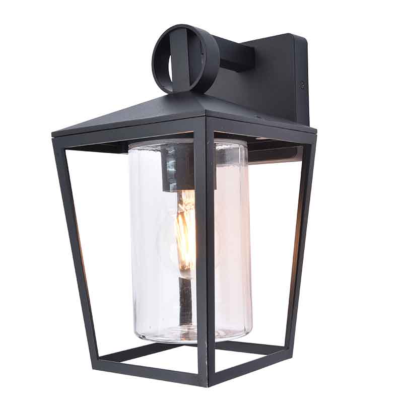 Lutec West Outdoor Lantern Wall Light - Black