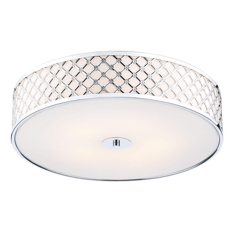 Dar Civic Large Flush Ceiling Light - Polished Chrome