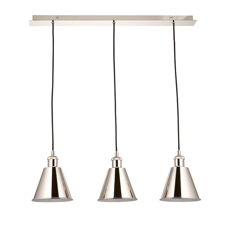 Luxia Sidney 3 Light Bar Ceiling Pendant - Bright Nickel