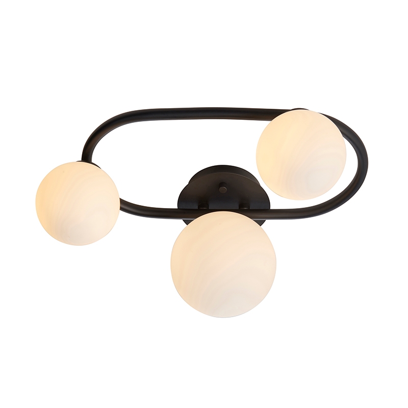Endon Pulsa 3 Light Circle Semi-Flush Ceiling Light - Matt Black