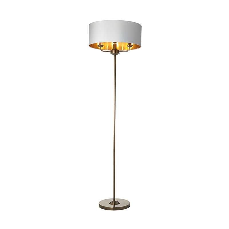 Endon Highclere 3 Light Floor Lamp - Antique Brass