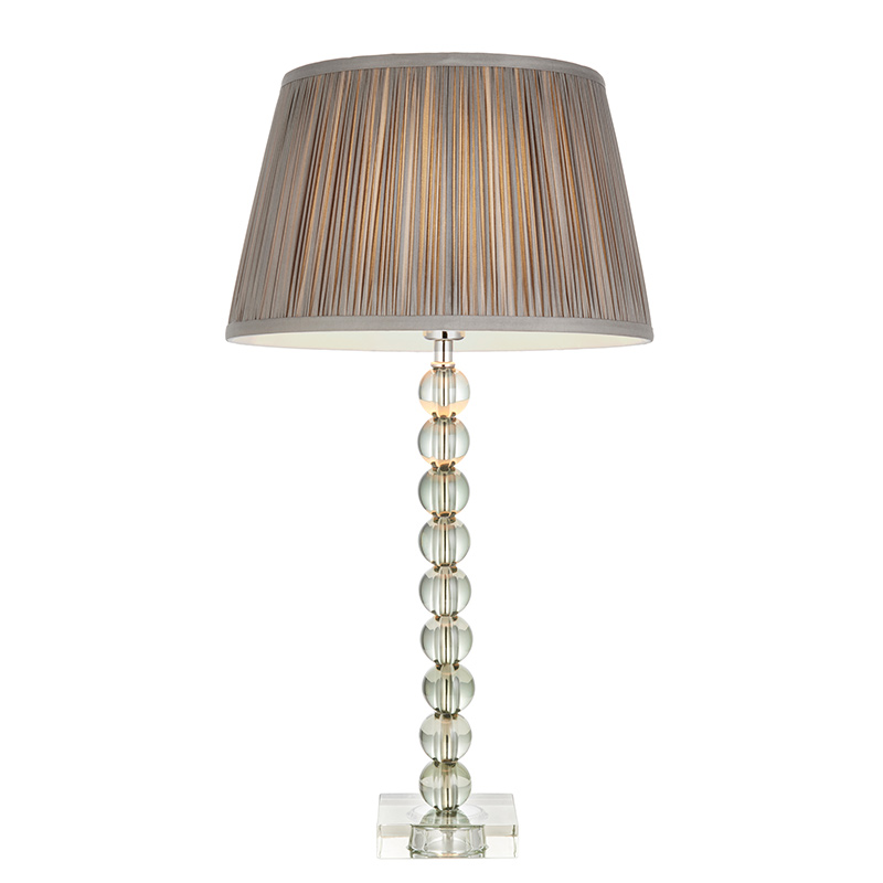 Endon Adelie Crystal Table Lamp - Base Only - Bright Nickel & Green