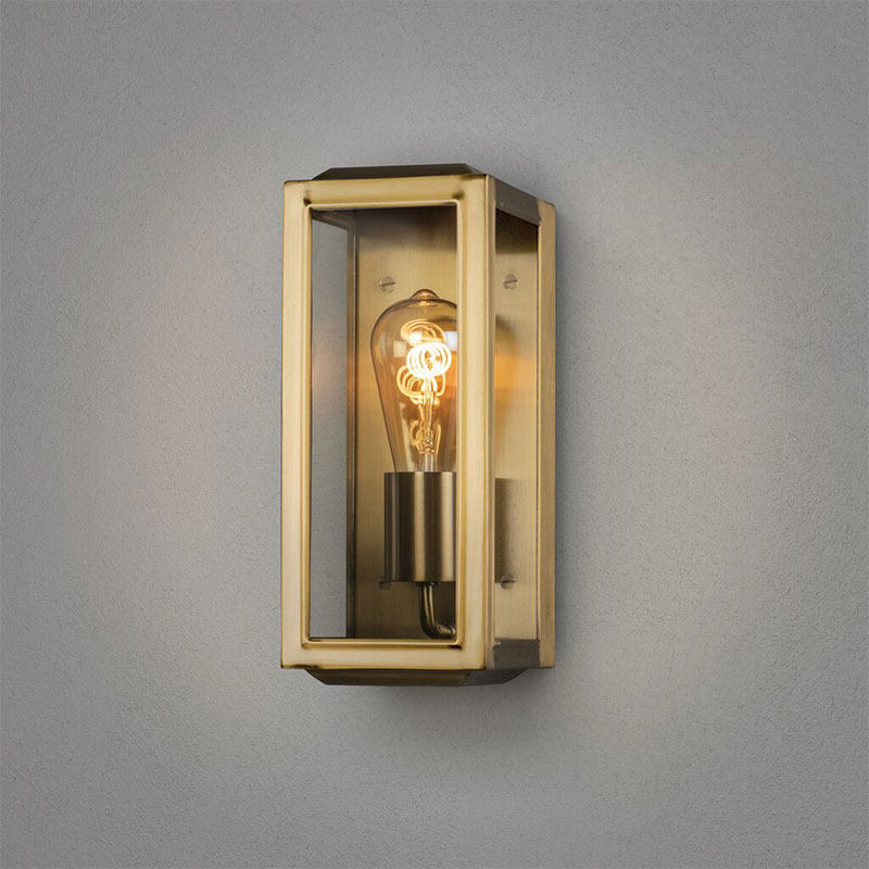 Konstsmide Carpi Mini Half Lantern Outdoor Wall Light - Brass