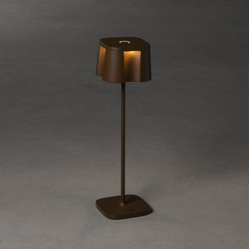 Konstsmide Nice 36 Battery Operated LED Outdoor Table Lamp - Rust Brown