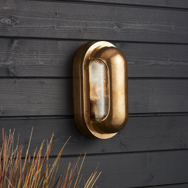 Westport Coastal Lyme Large Outdoor Flush Wall Light - Brass