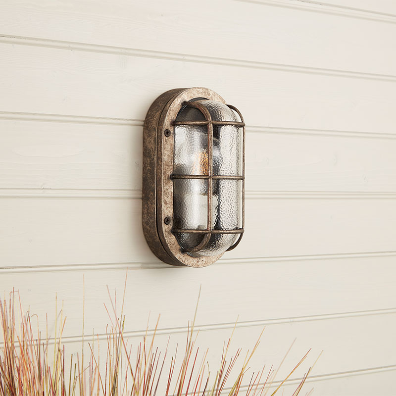 Westport Coastal Ship Outdoor Oval Flush Wall Light - Pewter