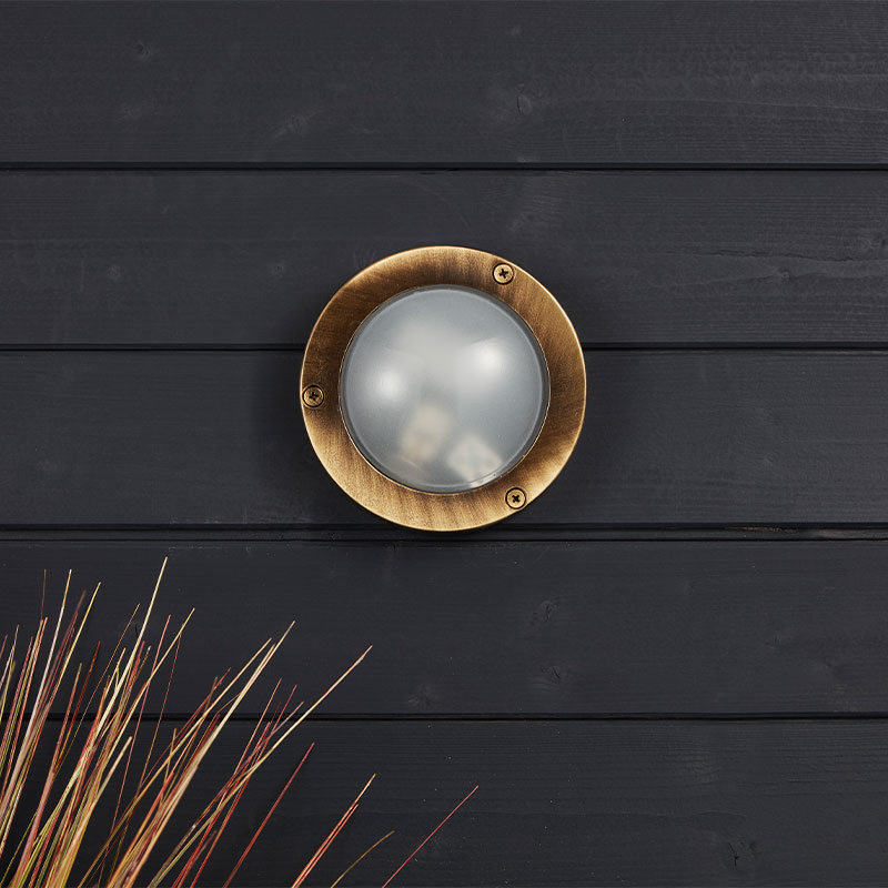 Westport Coastal Porthole Outdoor Flush Wall Light - Oxidised Brass