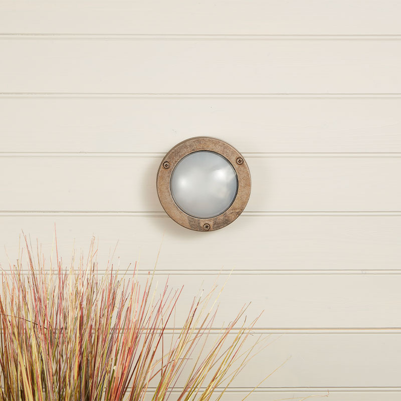 Westport Coastal Porthole Outdoor Flush Wall Light - Pewter