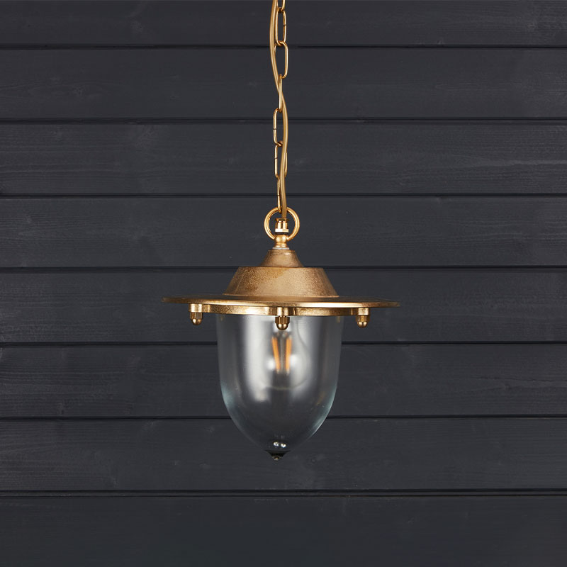 Westport Coastal Nautical Outdoor Pendant Porch Lantern - Brass