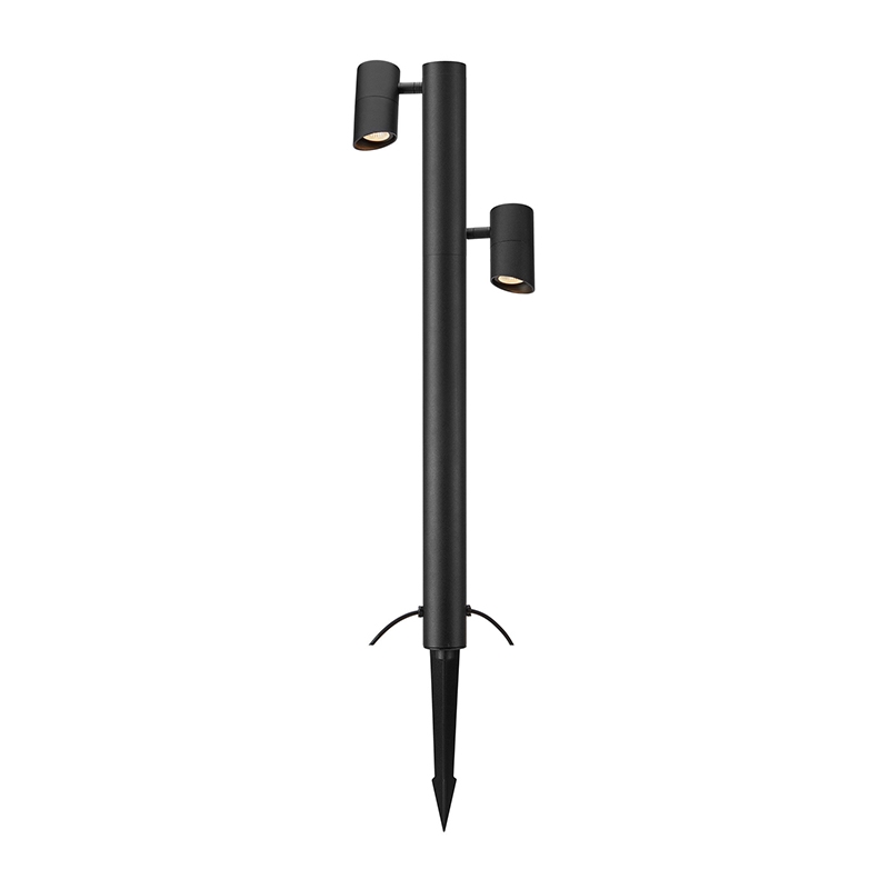 Garden 24 Pole Cylinder 2 Light LED Outdoor Bollard Light - Black